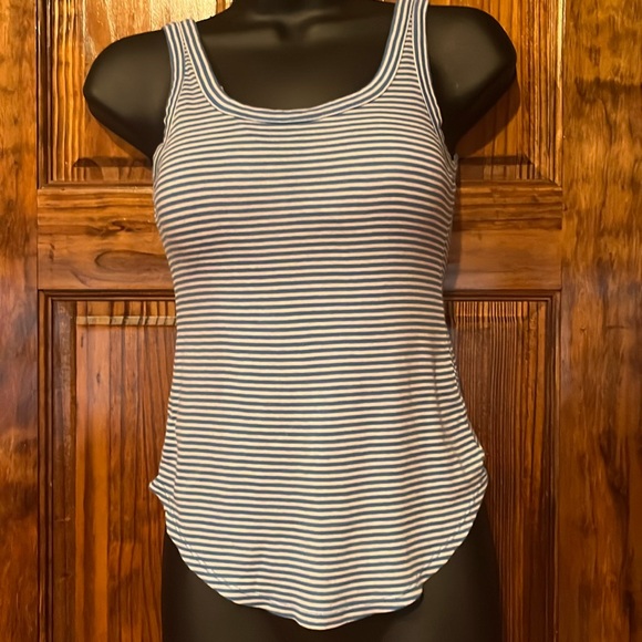 LOFT Blue & White Striped Tank Top - Picture 1 of 4